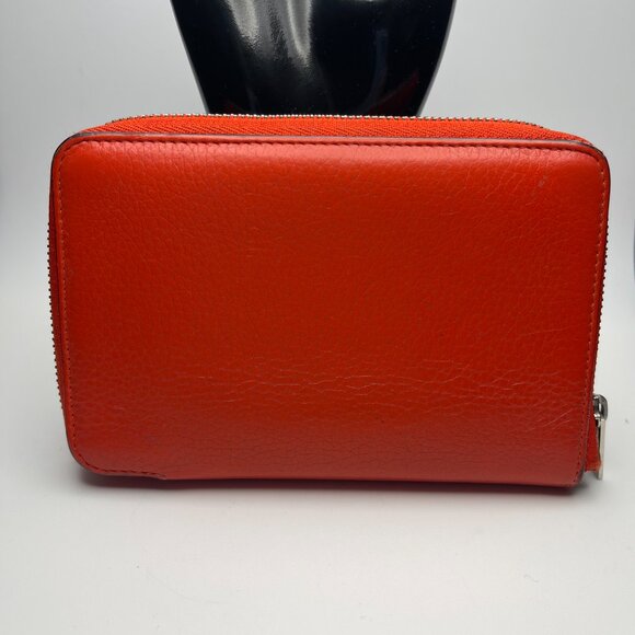 Celine Leather Zip Around Compact Bifold Wallet in Orange - Preowned - Picture 2 of 16